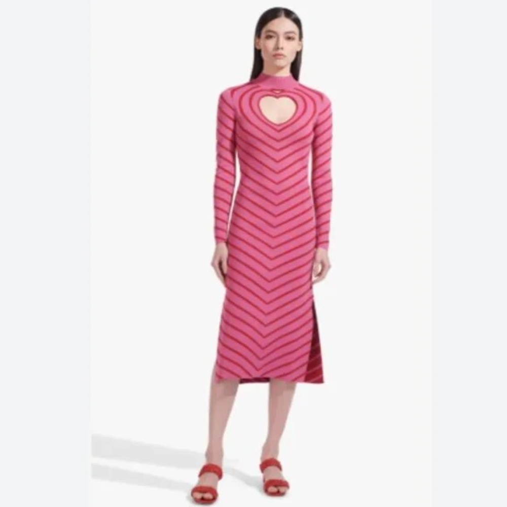 STAUD • castle heart striped midi cut out dress - Picture 10 of 10
